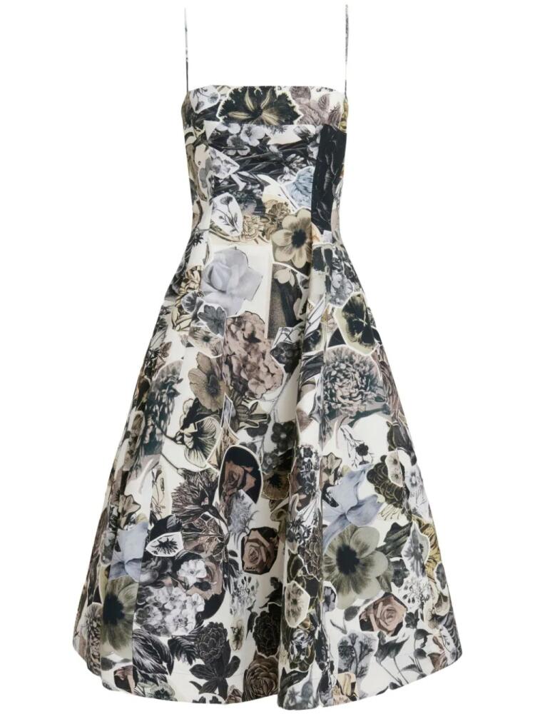 Marni floral-print flared midi dress - Neutrals Cover