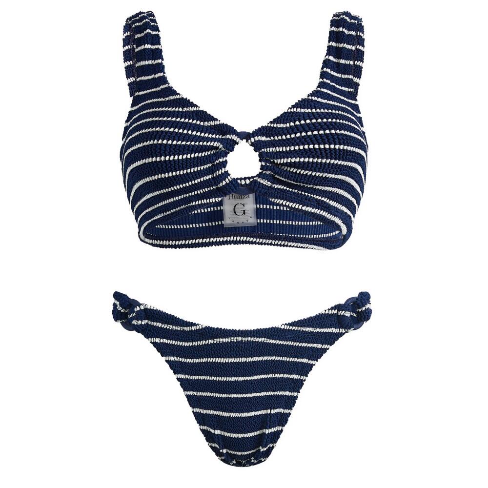 Hunza G Women's Hallie Covered Hoop Bikini in Navy/White Cover