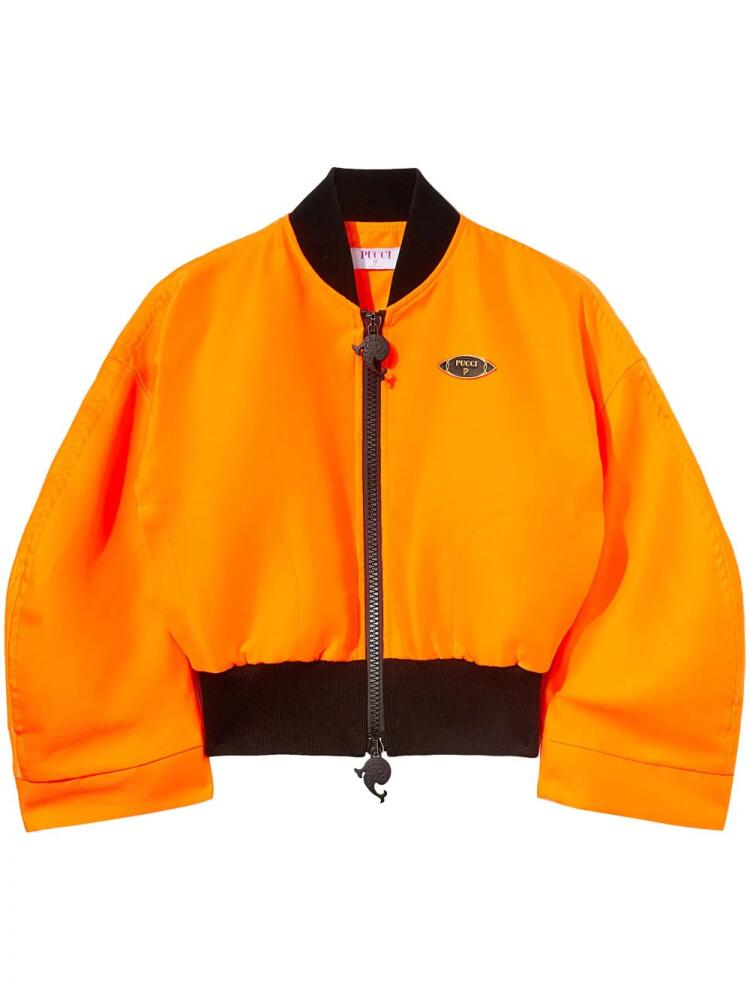 PUCCI logo-plaque puffy bomber jacket - Orange Cover