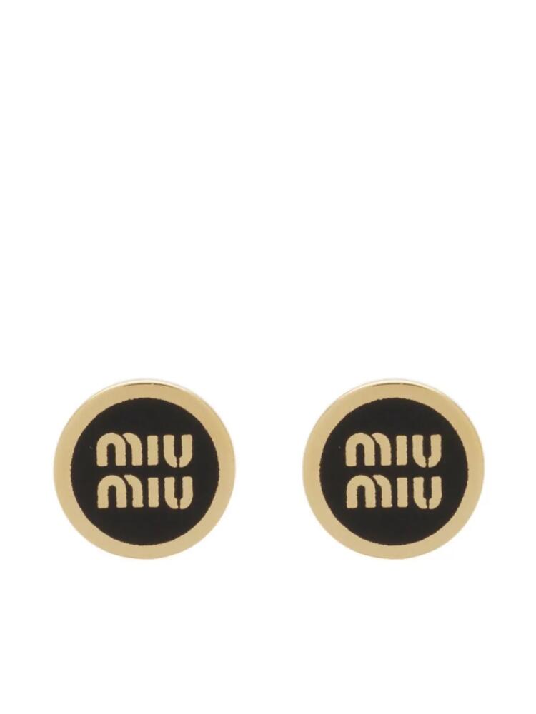 Miu Miu logo-embossed stud earrings - Gold Cover