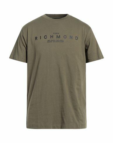 John Richmond Man T-shirt Military green Cotton Cover