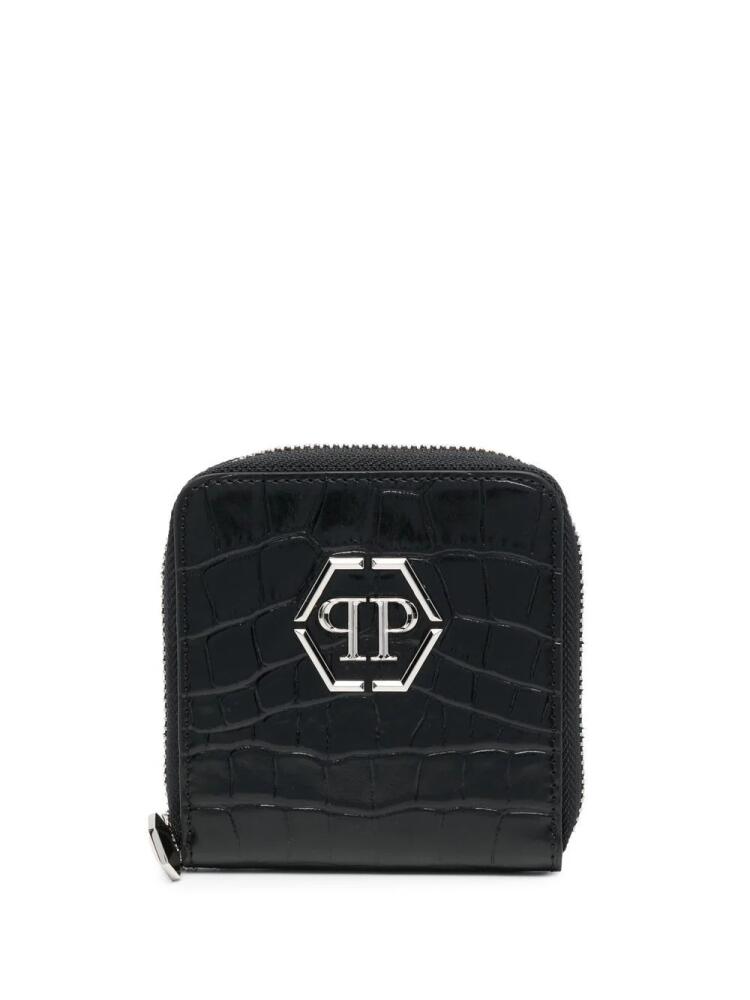 Philipp Plein mini crocodile-embossed leather wallet - Black Cover