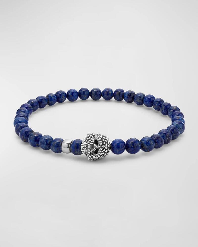 LAGOS Men's Sterling Silver Anthem Lapis Skull Beaded Bracelet, 6mm Cover