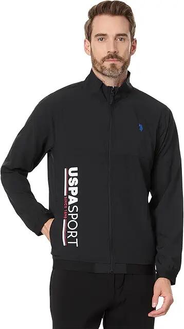 U.S. POLO ASSN. USPA Stretch Woven USPA Sport Full Zip Jacket (Black) Men's Jacket Cover