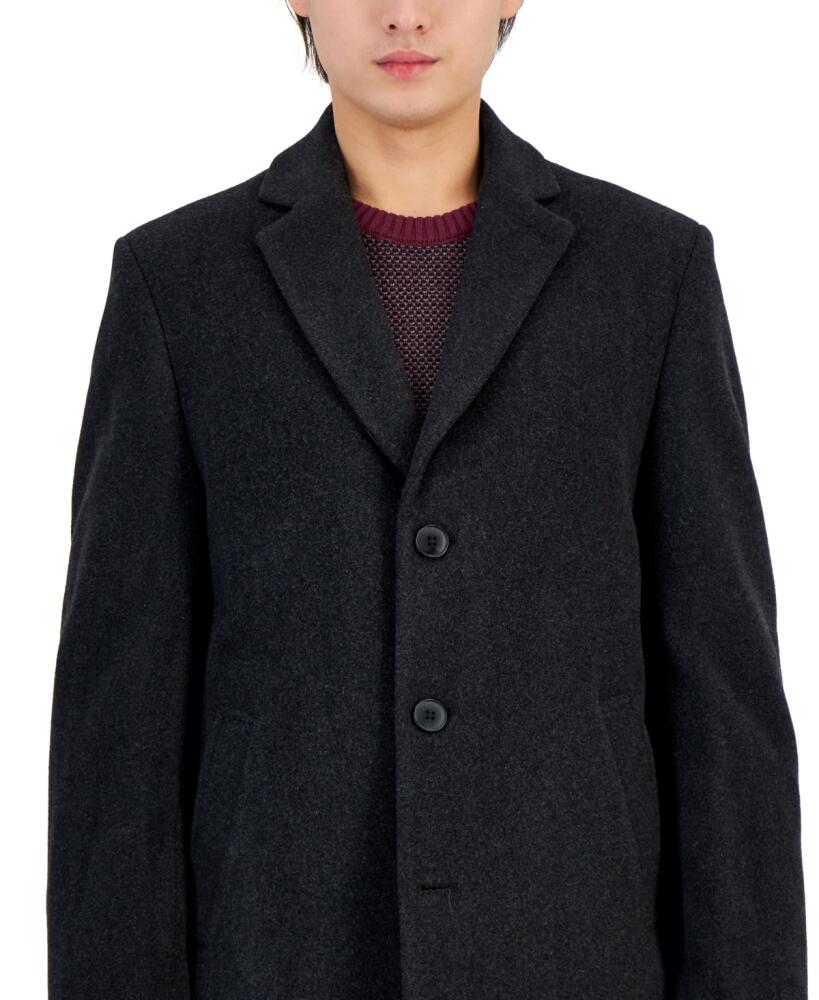 Calvin Klein Men's Prosper Wool-Blend Slim Fit Overcoat - Charcoal Cover