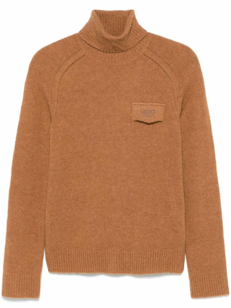 LIU JO logo-embroidered turtleneck sweater - Brown Cover