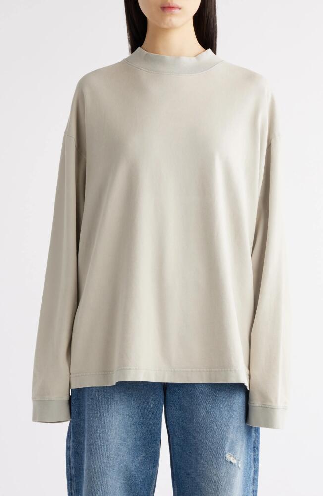 Acne Studios Enick Mock Neck Cotton Sweatshirt in Bright Grey Cover