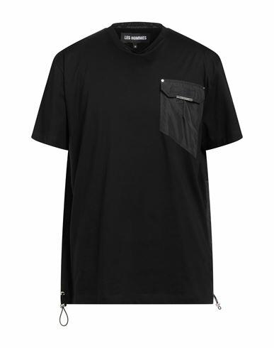 Les Hommes Man T-shirt Black Cotton, Polyester Cover