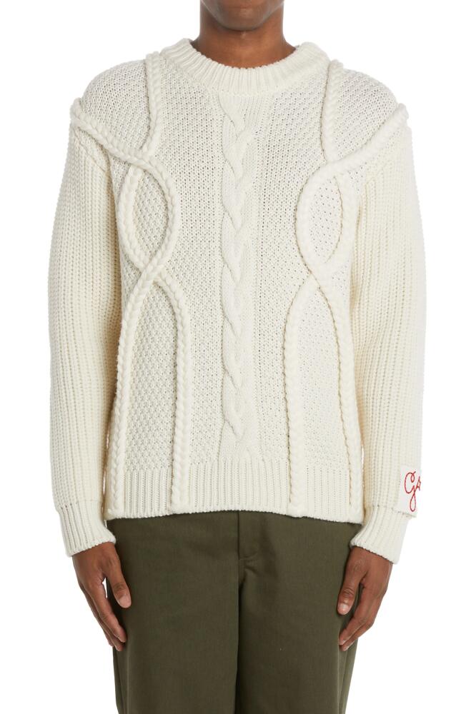 Golden Goose Cable Knit Merino Wool Sweater in Natural White Cover