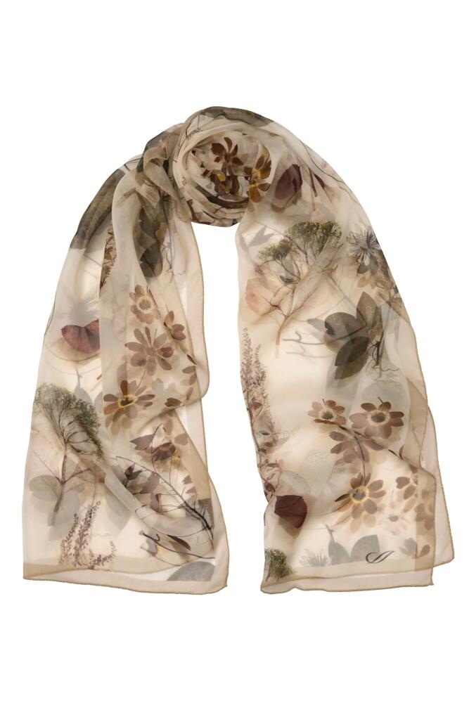 Elizabetta Botanica - Long Sheer Silk Scarf for Women in Beige Cover