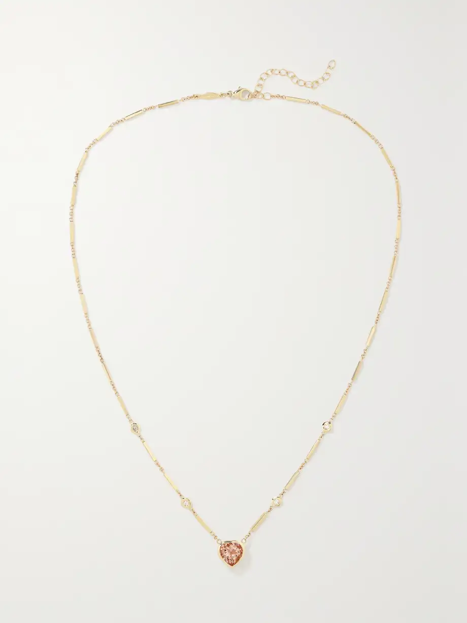 Jacquie Aiche - 14-karat Gold, Morganite And Diamond Necklace - One size Cover