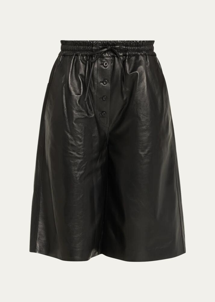 Jil Sander Drawstring Leather Shorts Cover