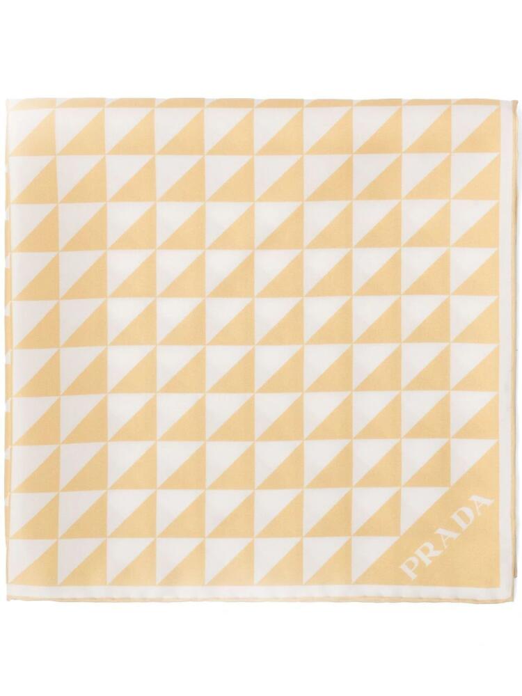 Prada triangle-logo twill scarf - White Cover