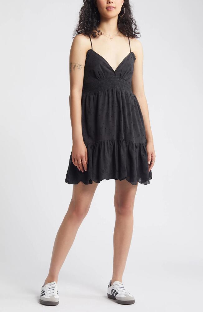 BP. Eyelet Babydoll Minidress in Black Night Cover