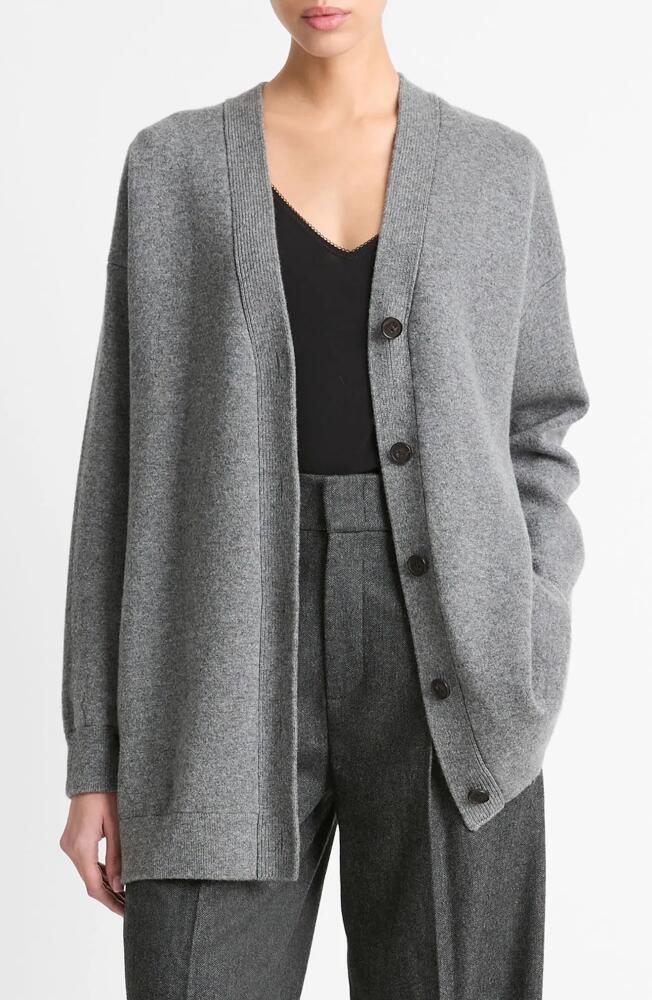 Vince Oversize Wool Blend Double Knit Cardigan in Heather Flint Cover