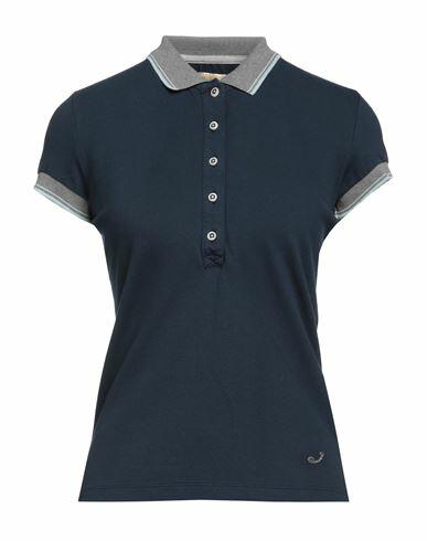 Jacob Cohёn Woman Polo shirt Navy blue Cotton, Elastane Cover