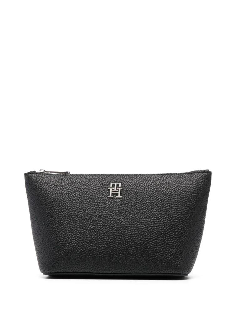 Tommy Hilfiger monogram-plaque make up bag - Black Cover