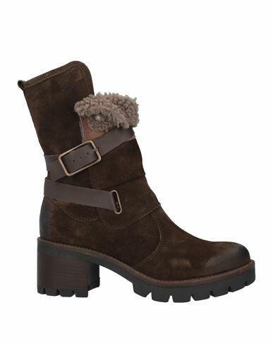 Paola Ferri Woman Ankle boots Dark brown Soft Leather, Shearling Cover