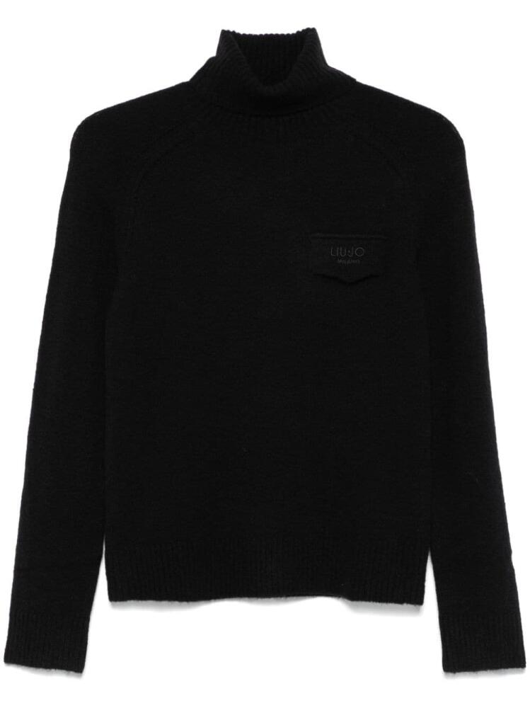 LIU JO logo-embroidered turtleneck sweater - Black Cover