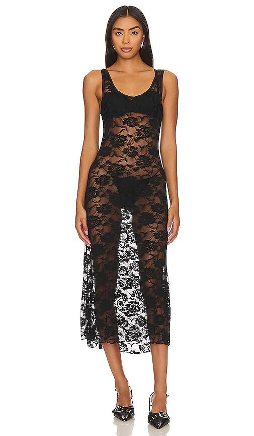 Indah Amara Lace Midi Dress in Black Cover