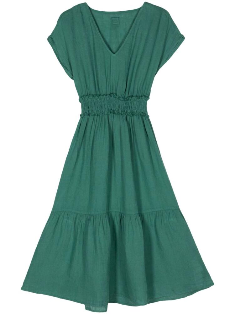 120% Lino flared linen midi dress - Green Cover