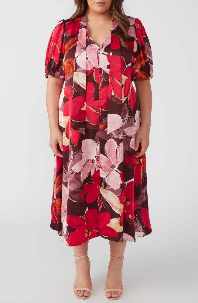 Estelle Scarlett Floral Midi Dress in Red Floral Print Cover