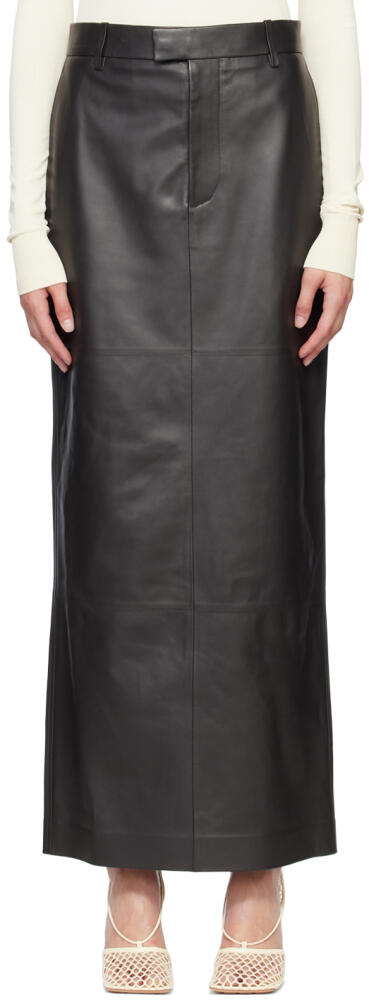 Bottega Veneta Black Leather Maxi Skirt Cover