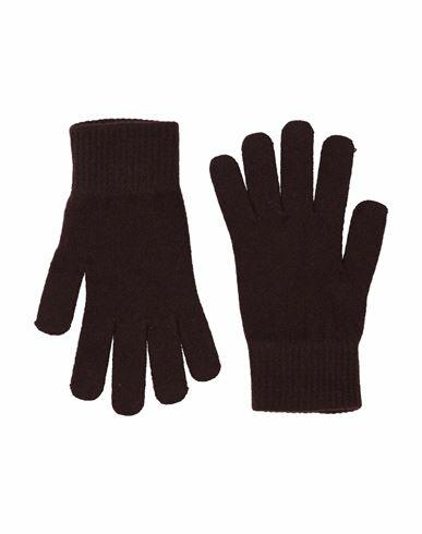 Yves Salomon Woman Gloves Dark brown Wool, Cashmere Cover