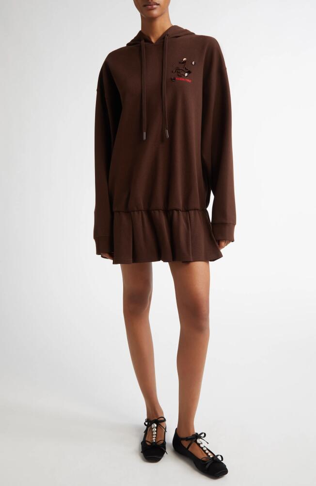 Shushu/Tong 3D Rose Long Sleeve Hoodie Minidress in Brown Cover