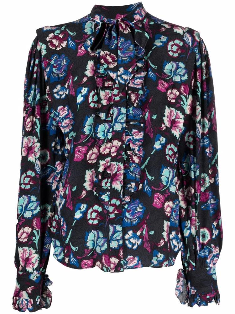 ISABEL MARANT floral-print silk blouse - Blue Cover