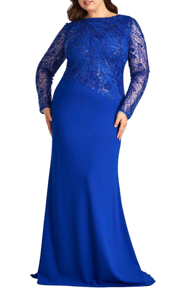 Tadashi Shoji Sequin Floral Long Sleeve Gown in Mystic Blue Cover