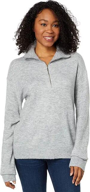 Mod-o-doc Cozy Sweater Long Sleeve 1/2 Zip Sweatshirt (Heather Grey) Women's Clothing Cover