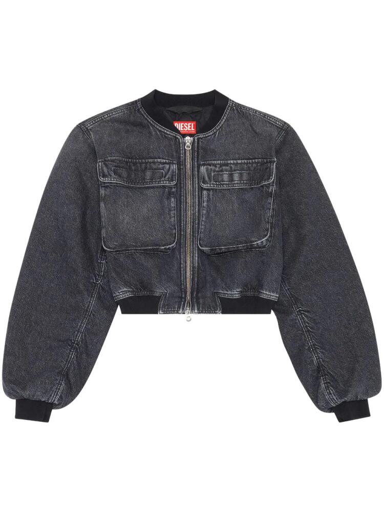 Diesel De-Khlo-S cropped denim bomber jacket - Grey Cover