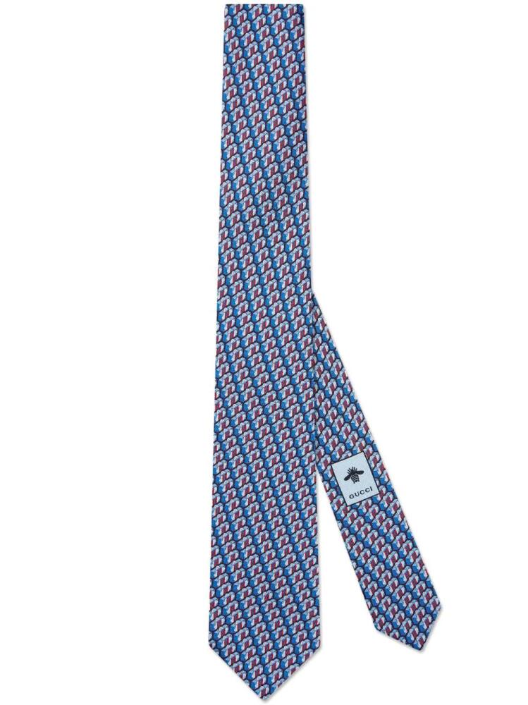 Gucci monogram silk tie - Blue Cover