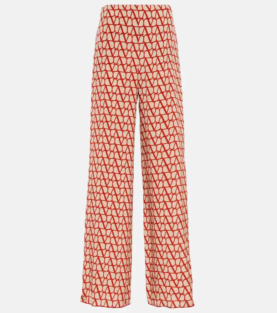 Valentino VLogo-print wide-leg silk pants Cover