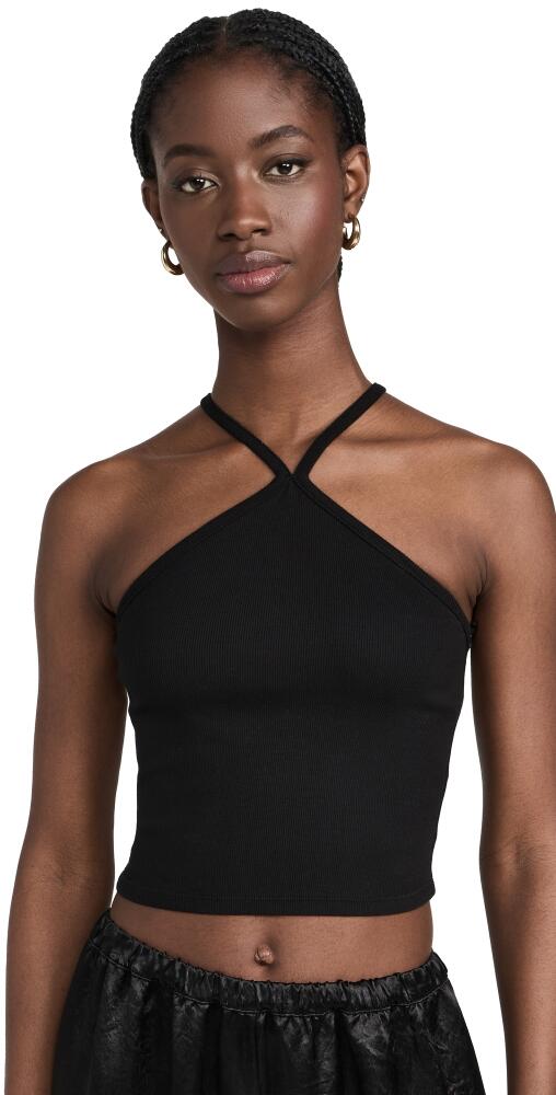 Enza Costa Cropped Halter Tank Black Cover