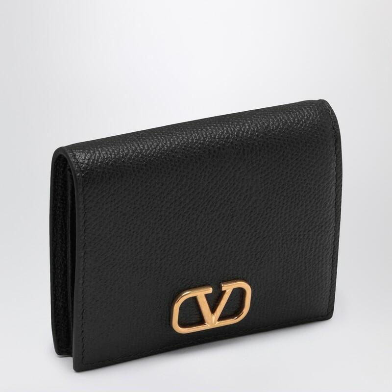 Valentino Garavani Signature black leather VLogo wallet Cover