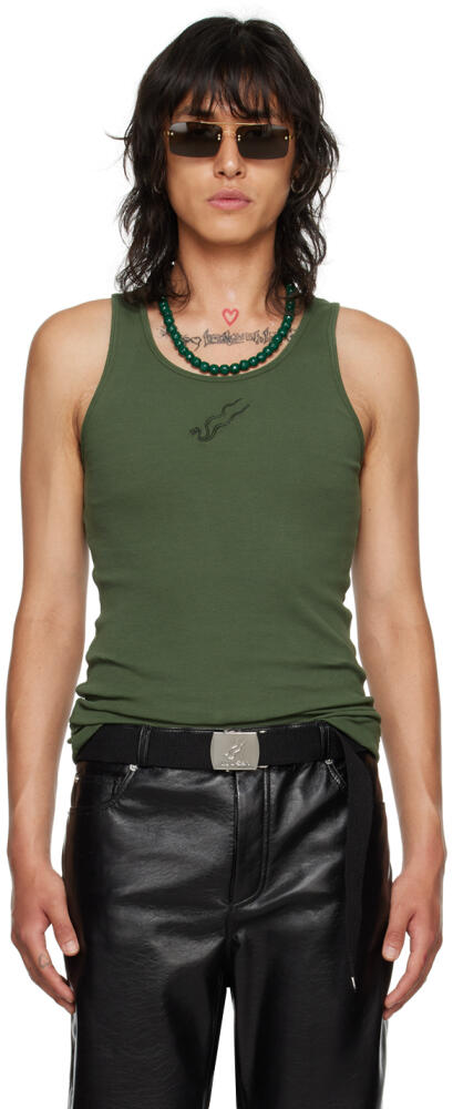 LU'U DAN Khaki Embroidered Tank Top Cover