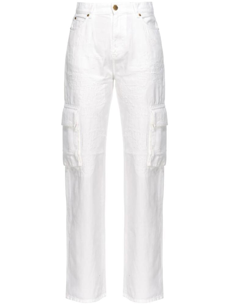 PINKO high-rise straight-leg cargo jeans - White Cover