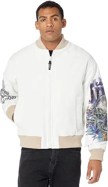 Just Cavalli Padded Nylon Bomber Jacket (White) Men's Clothing Cover