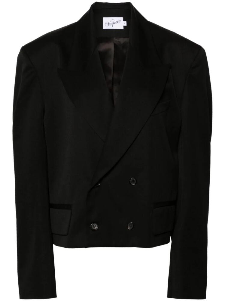 Vaquera double-breasted twill blazer - Black Cover