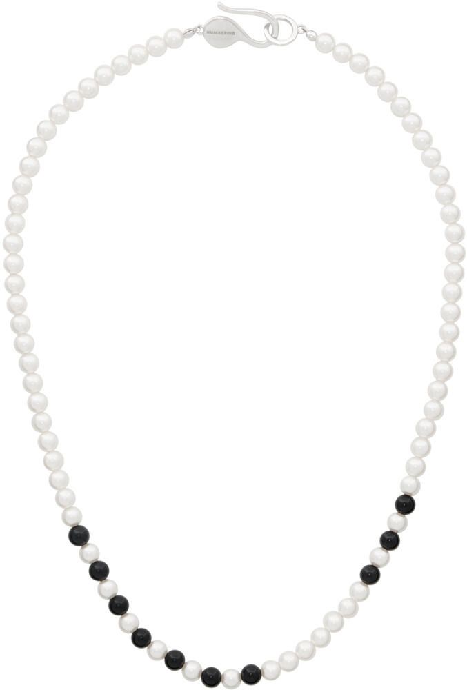 Numbering White & Black #7733 Pearl Onyx Beads Necklace Cover