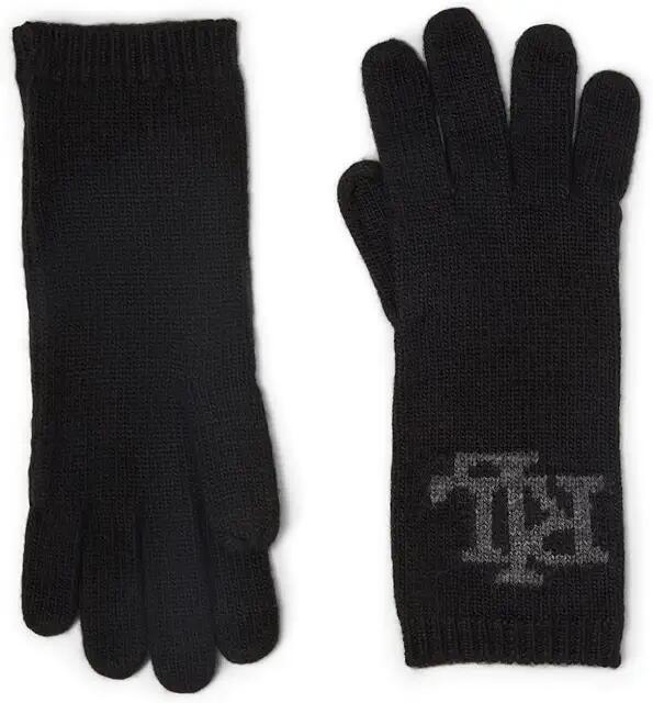 Lauren Ralph Lauren Logo Knit Glove (Black/Dark Grey) Gore-Tex Gloves Cover