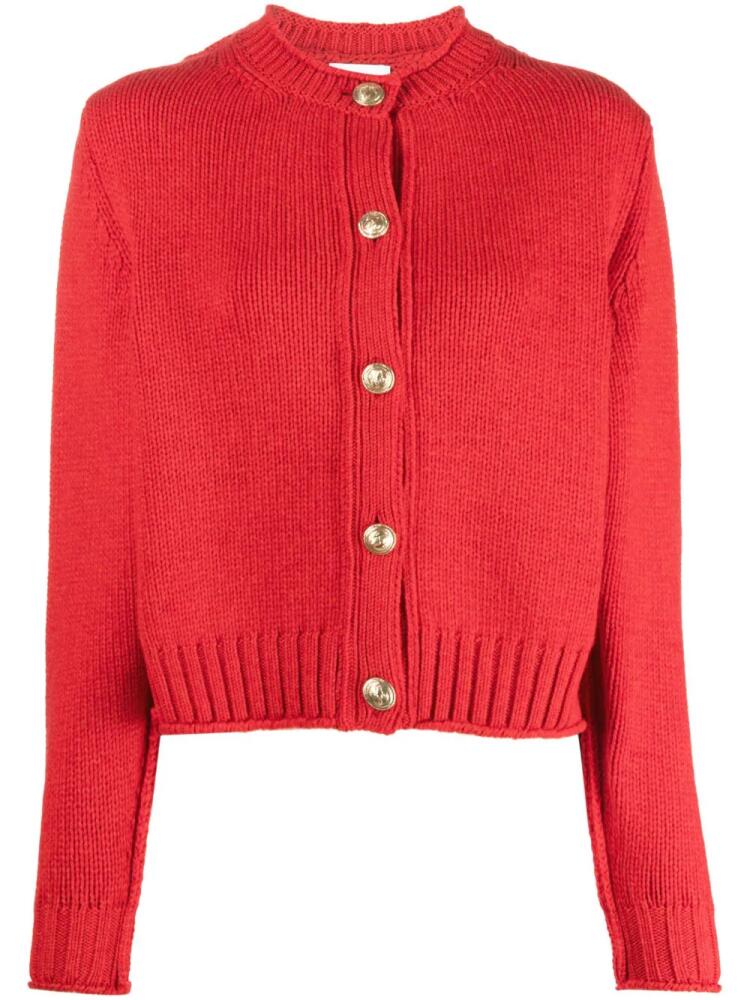 Barrie button-up cashmere cardigan - Red Cover