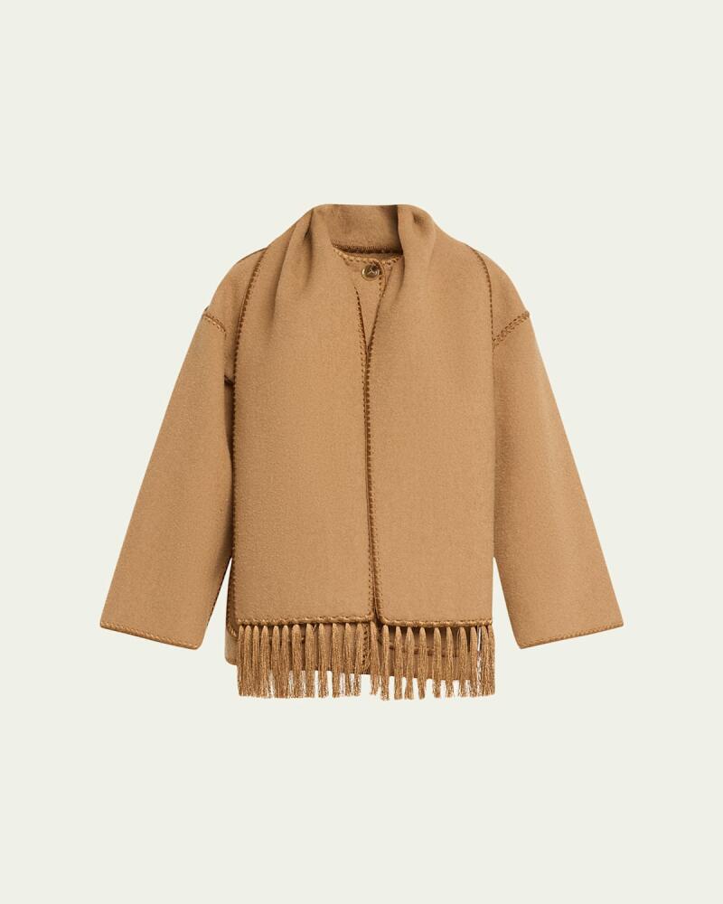 Toteme Fringe Embroidered Scarf Wool Jacket Cover