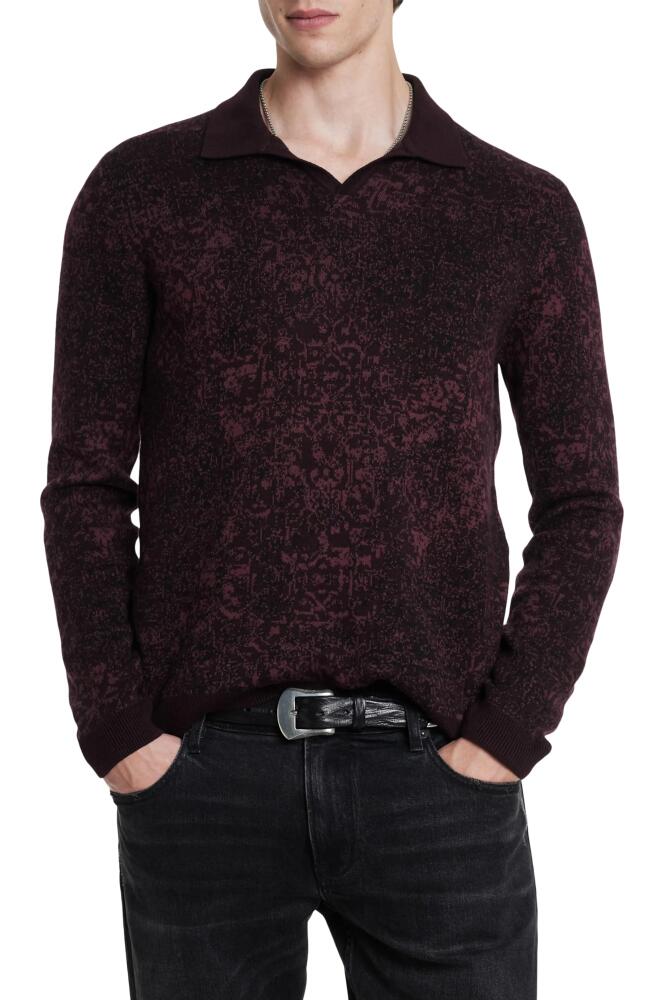 John Varvatos Oliver Organic Cotton Jacquard Sweater in Dark Plum Cover