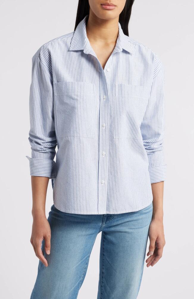 beachlunchlounge Everly Stripe Cotton Button-Up Shirt in Savoy Blue Cover