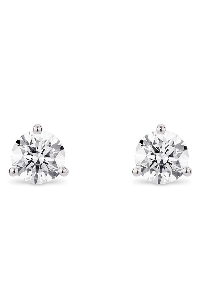 LIGHTBOX 1-Carat Round Lab Grown Diamond Stud Earrings in White/14K White Gold Cover