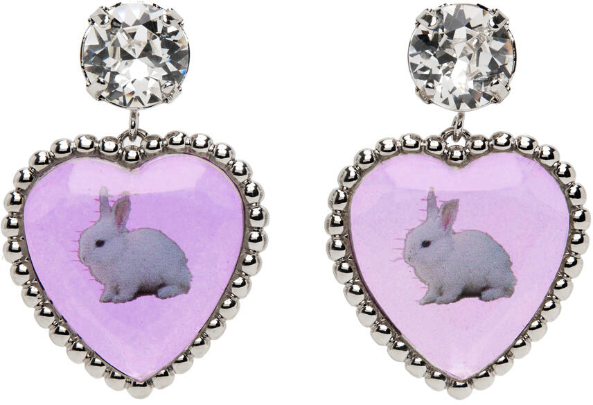 Safsafu SSENSE Exclusive Silver & Purple Bunny Bff Earrings Cover