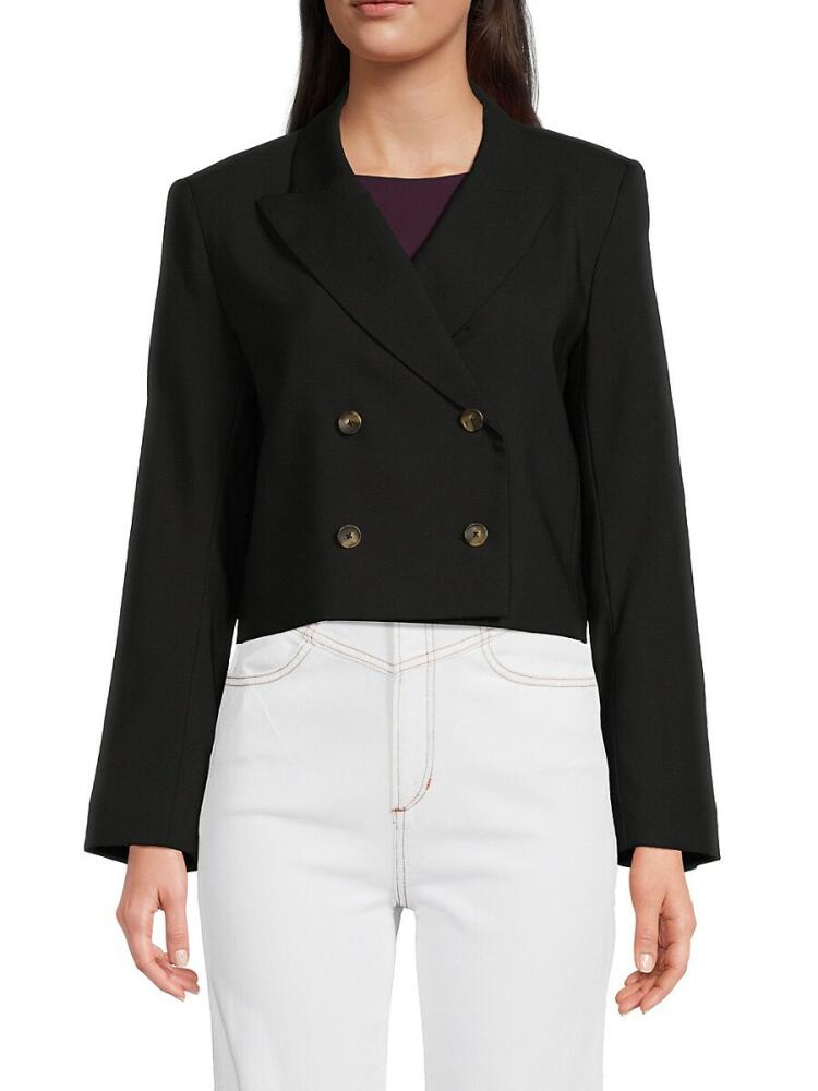 TWP Women's Virgin Wool Blend Cropped Blazer - Black Cover